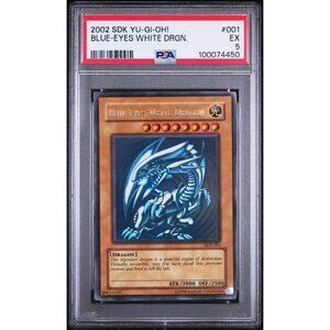 2002 YU-GI-OH! STARTER DECK: KAIBA 001 BLUE-EYES WHITE DRAGON PSA 5